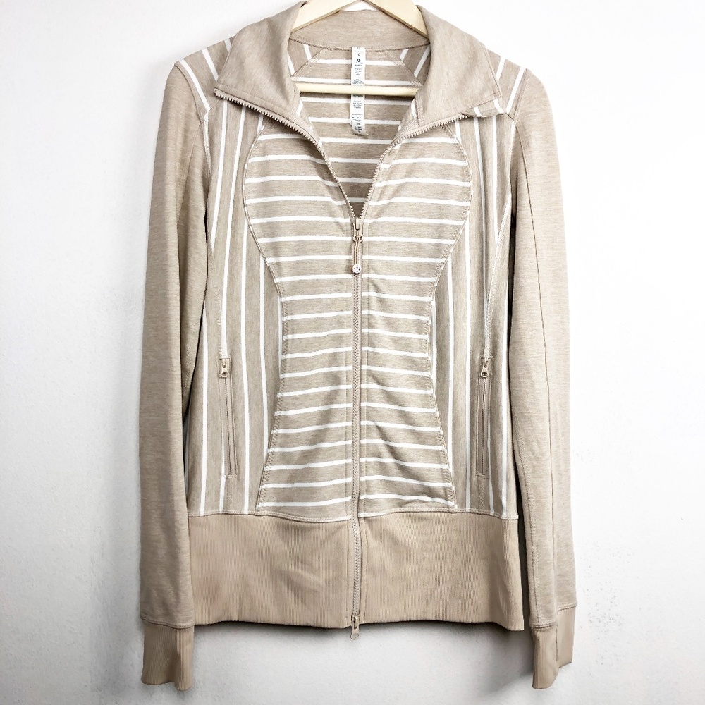 Lululemon Jacket 6 Logo Yoga Striped Excellent